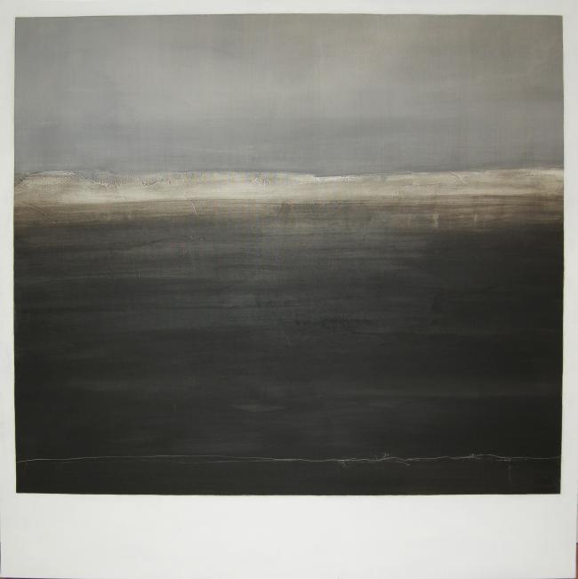 peinture horizon teintes beige gris de Fabienne Bruttin Mazzoni