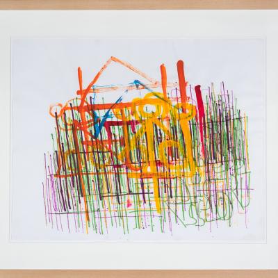 lignes enchevêtrées colorées acrylique et feutres