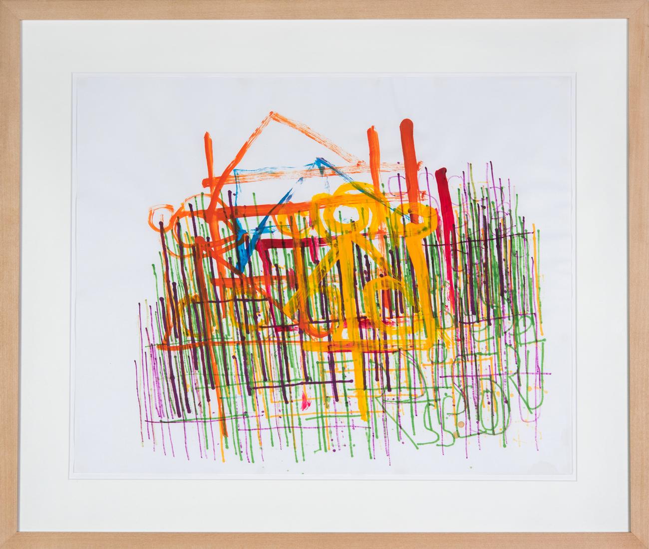 lignes enchevêtrées colorées acrylique et feutres