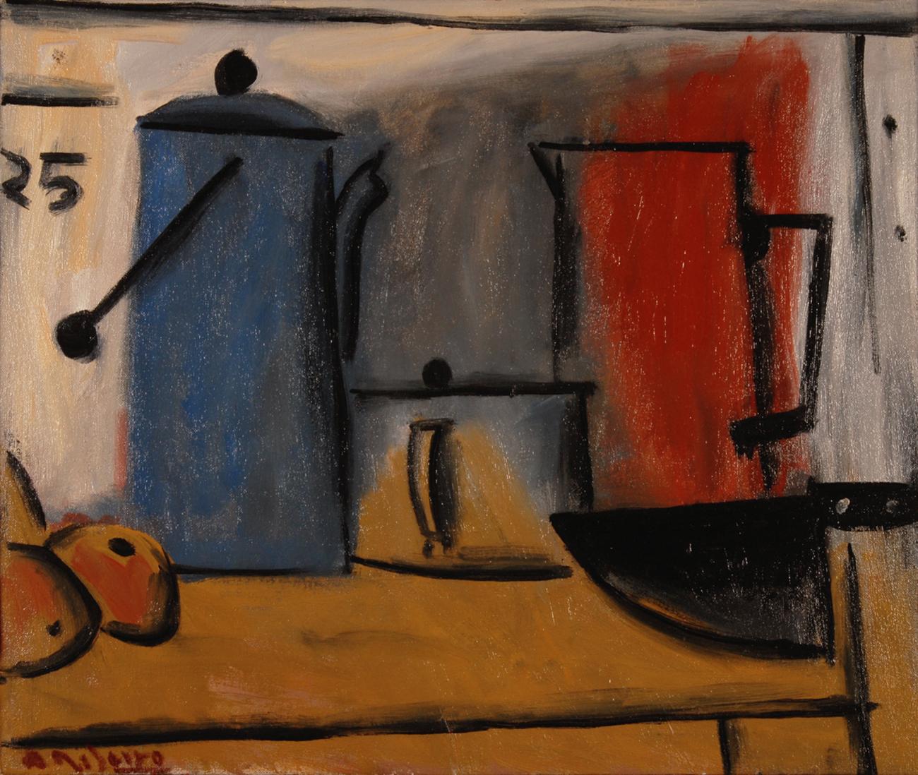 cafetière bleu, blanc, rouge