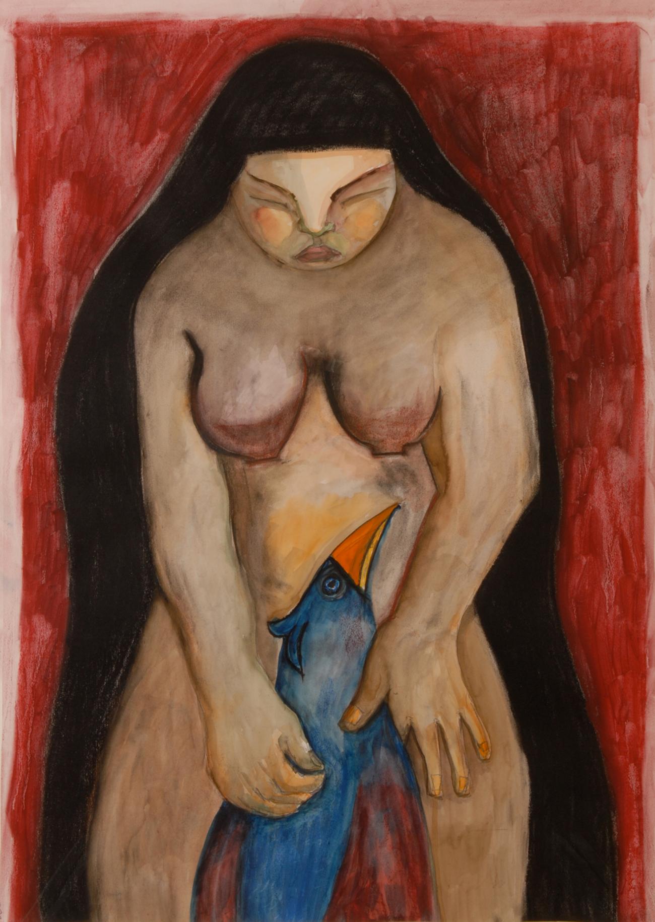 La mujer y el pájaro azul